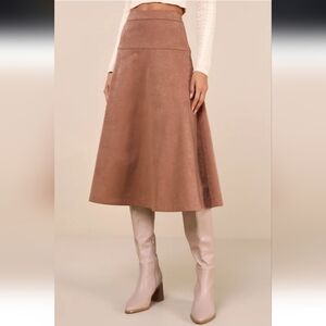 Lulus Brown Suede Midi Skirt